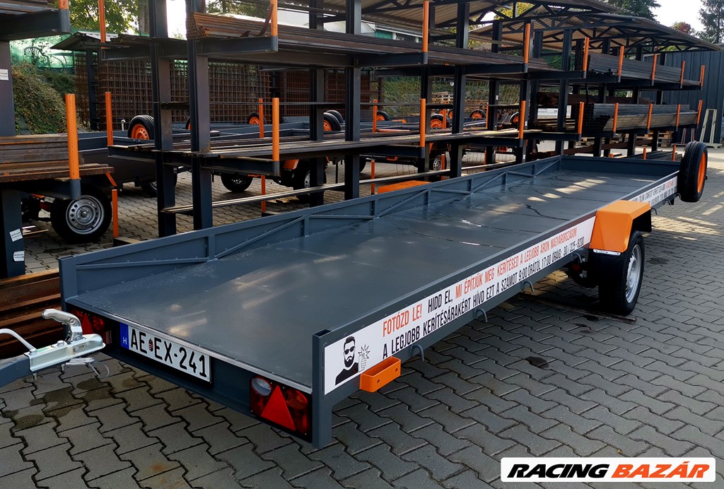 Új Orange hosszúanyag-szállító utánfutó (130x600 cm) 750 KG 4. kép