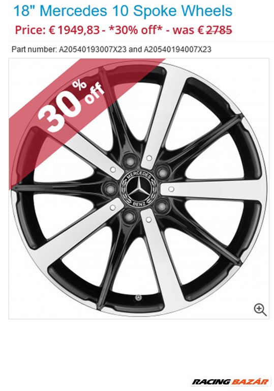  Új gyári Mercedes W205 C klasse alufelnik 5x112 7,5x18" ET44 4db 4. kép