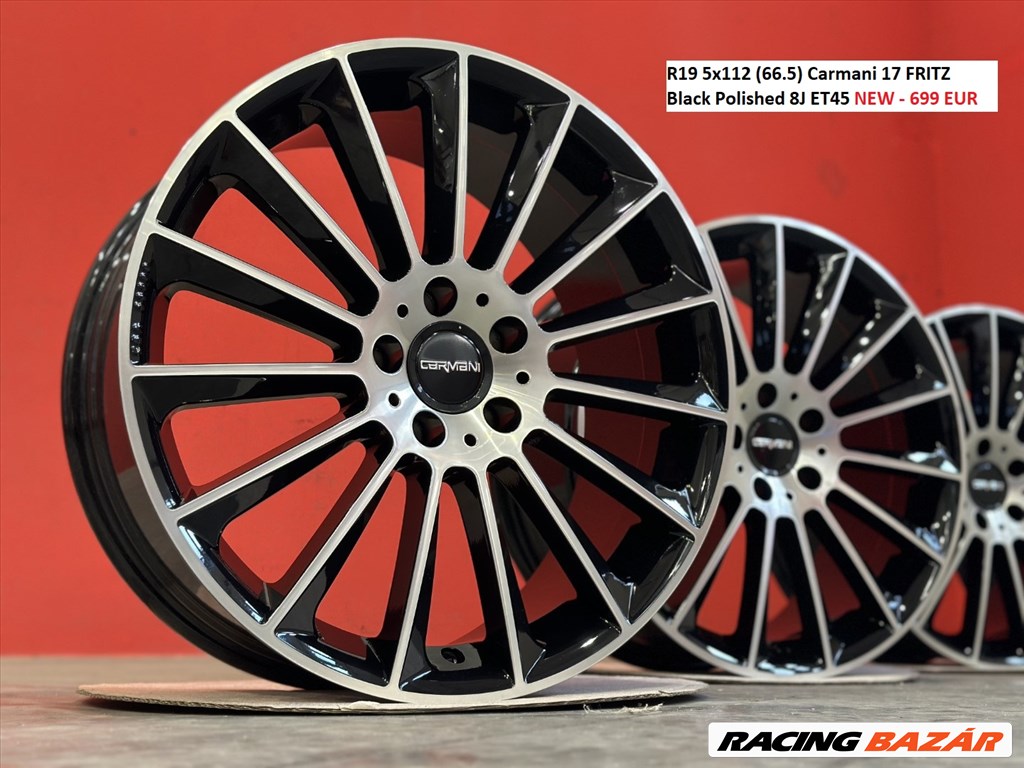 R19 5x112 (66.5) Carmani 17 FRITZ  Black Polished 8J ET45 új alufelnik 19"  1. kép
