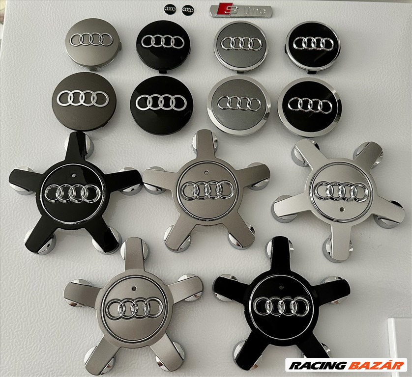 Új Audi felni alufelni kupak közép felniközép felnikupak embléma jel kerékagy porvédő kupak 1. kép
