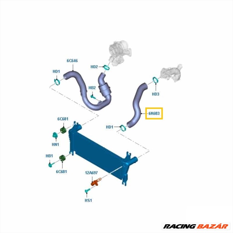 Ford Ranger TKE Intercooler Cső eb3g6f073cf 5. kép