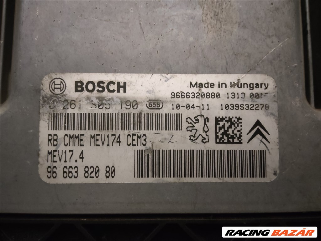 173331 Peugeot 207 2006-2014 1,4 benzin Motorvezérlő  Bosch 0261505190 , 9666382080 3. kép