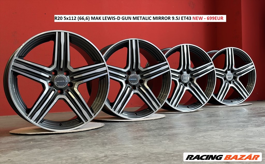R20 5x112 (66,6) MAK LEWIS-D GUN METALIC MIRROR 9.5J ET43 Új Alufelnik 1. kép