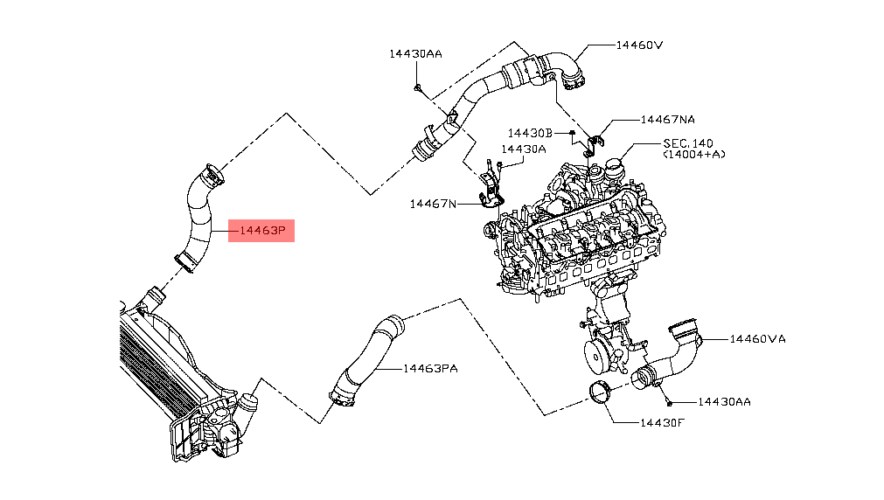 14463-4JA0A Nissan Navara Intercooler Cső D23 2.3 dCi 2014- 5. kép