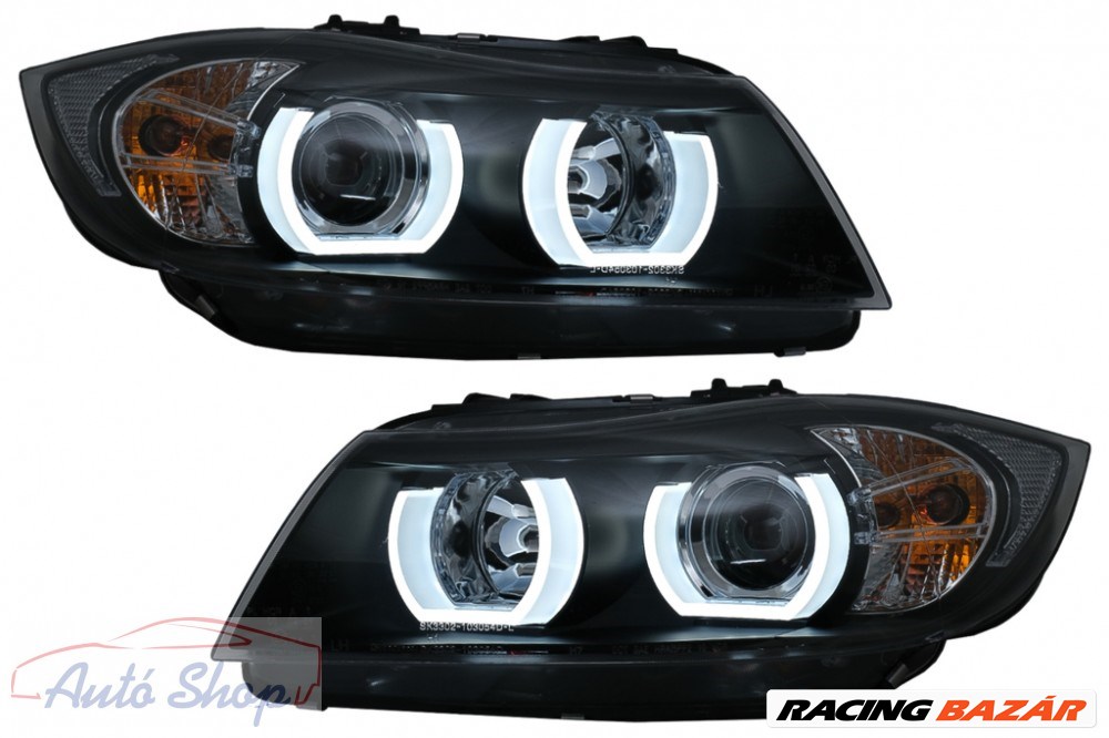 BMW E90/E91 2005.03-2008.08 Fekete 3D-s U-TÍPUS HID Első Lámpa 1. kép