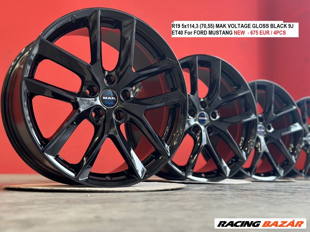 R19 5x114,3 (70,55) MAK VOLTAGE GLOSS BLACK 8.5J ET40 For FORD MUSTANG  új felnik 19"  1. kép