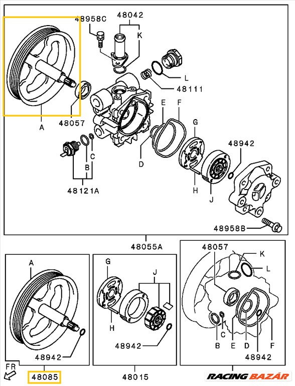 Mitsubishi Outlander Szervópumpa Ékszíjtárcsa 2.0L 2.4L 2005-2013 1341a037 4451a038 4. kép