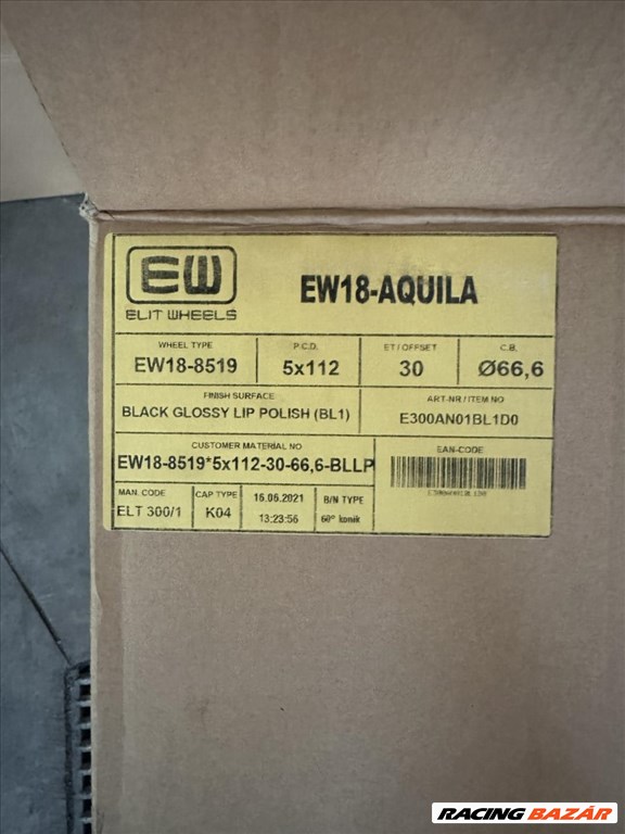 R19 5x112 (66,6) Elite Wheels EW18 AQUILA 8.5J ET30 BLACK LIP Polish - új felnik 19" 5. kép