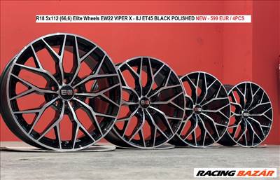 R18 5x112 (66,6) Elite Wheels EW22 VIPER X - 8J ET45 BLACK POLISHED 8x18 18" új alufelnik