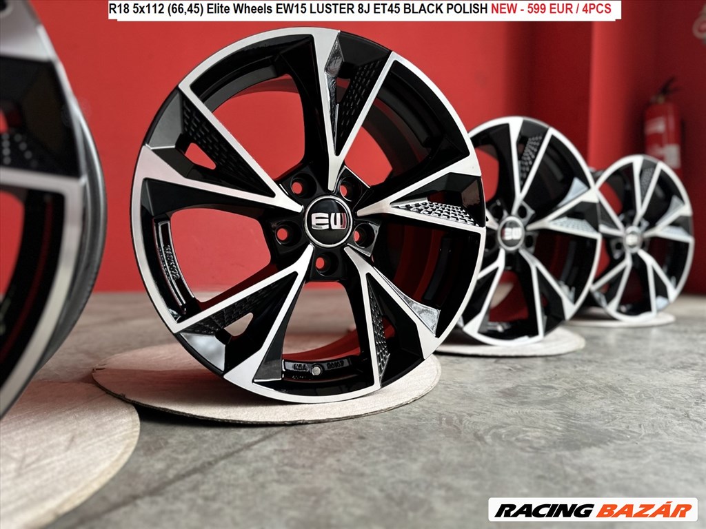 R18 5x112 (66,45) Elite Wheels EW15 LUSTER 8J ET45 BLACK POLISH NEW 8x18 18" új alufelnik 1. kép