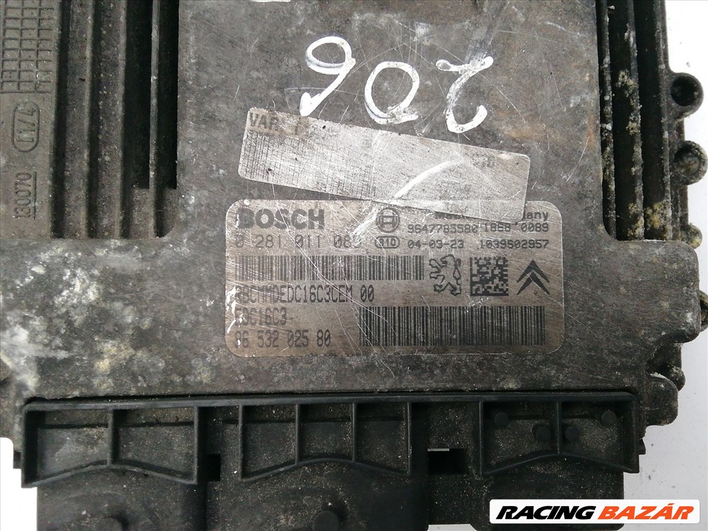 Peugeot 206 2001-2009 1,4 8v Hdi Diesel Motorvezérlő  0281011080 , 9653202580 2. kép