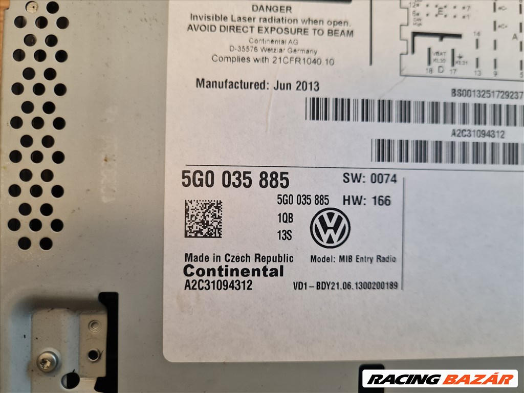 Volkswagen Golf VII navigációs fejegység 5G0 035 885 3. kép