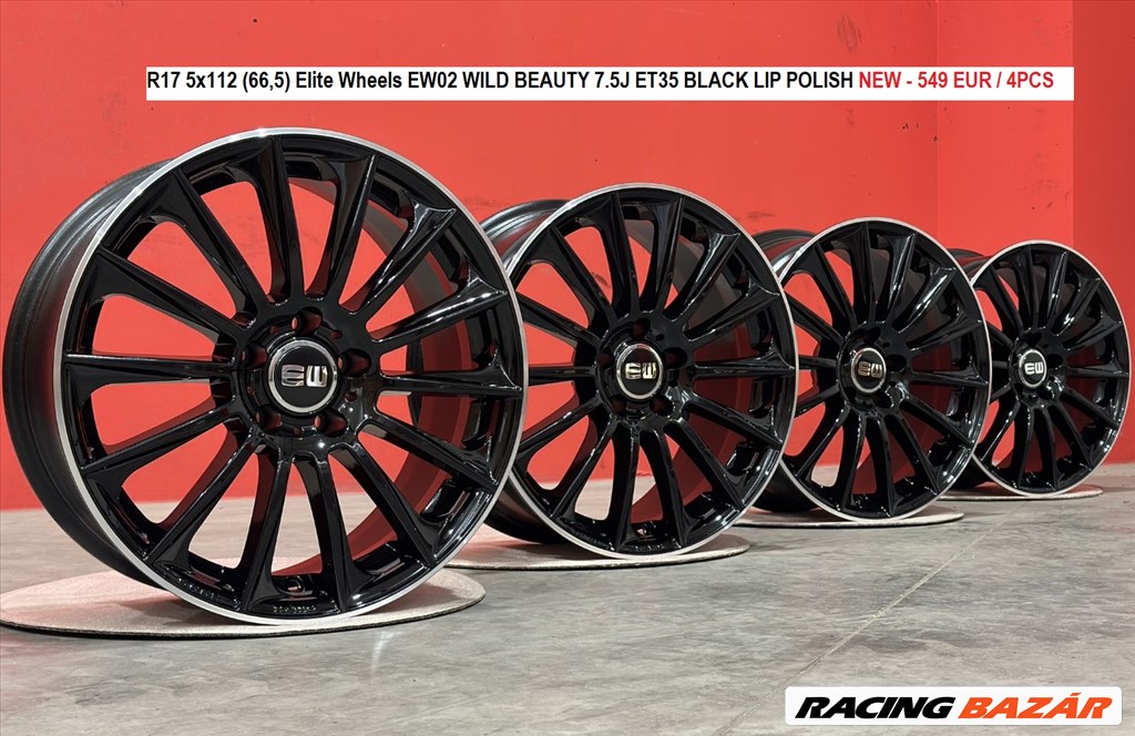 R17 5x112 (66,5) Elite Wheels EW02 WILD BEAUTY 7.5J ET35 BLACK LIP POLISH új alufelnik 17" 1. kép