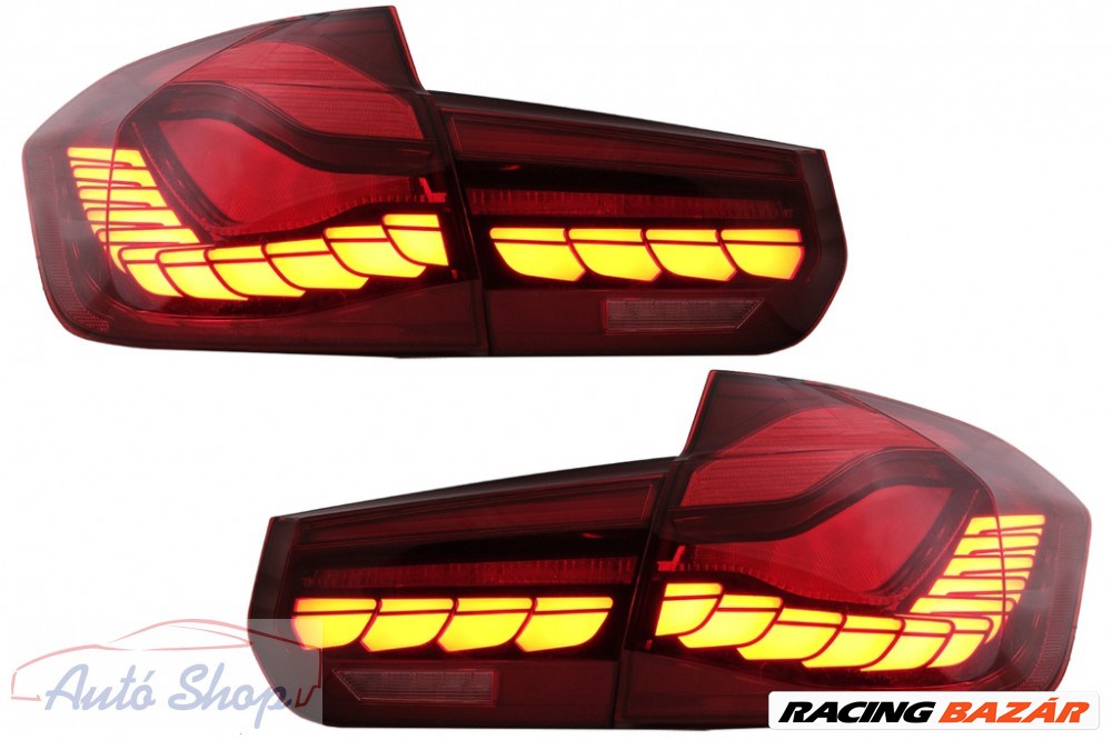 BMW F30 Pre LCI és LCI (2011-2019) F35 F80 OLED Red Clear, dinamikus szekvenciális kanyarodó lámpával . M4 Desing 1. kép