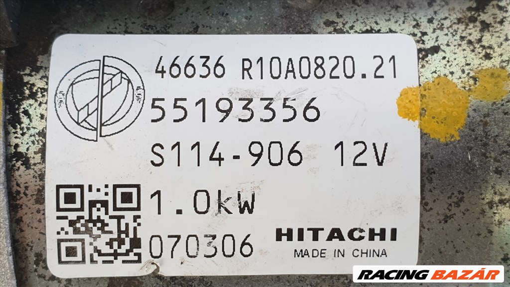 507099 Fiat Grande Punto Benzin, Hitachi Önindító, 10 Fog, S114-906 55193356 6. kép