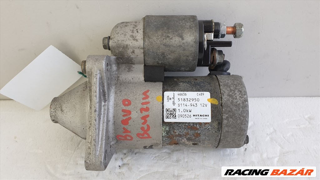 507098 Fiat Bravo 2, Alfa, Benzines, Hitachi Önindító, 10 Fog, S114-943 51832950 1. kép