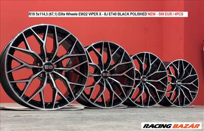 R18 5x114,3 (67,1) Elite Wheels EW22 VIPER X - 8J ET40 BLACK POLISHED - 8x18 18" új alufelnik