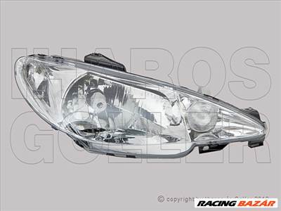 Peugeot 206 1998.09.01-2007.07.31 fényszóró jobb H4, nem OE design (motoros állítás, motor nélkül) DEPO (14UL)