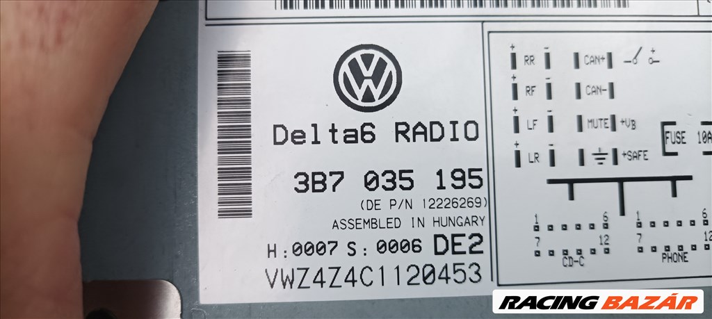 Volkswagen Golf, Transporter T5,  Passat B5 gyári Delta 6 rádió  3b7035195 3. kép