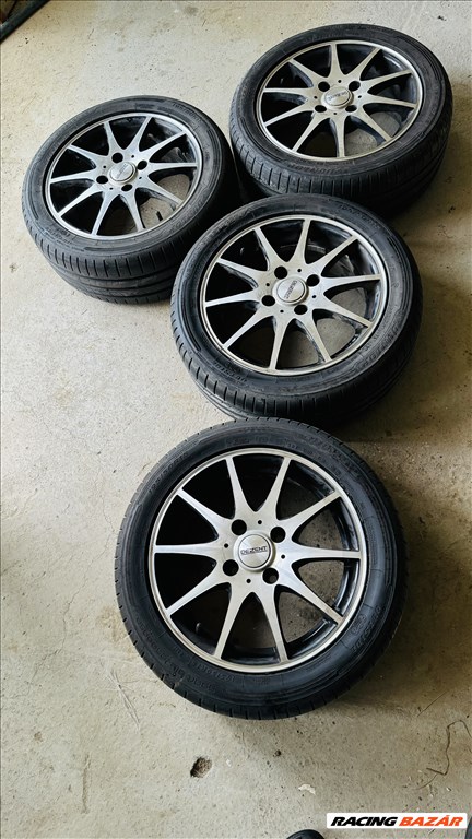 Ford Fiesta 4x108 lyukosztású 15" használt Dezent alufelni, rajta 195/50 újszerű Dunlop nyári gumi  1. kép