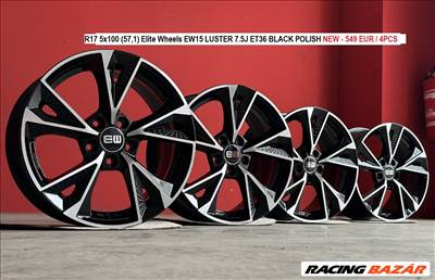 R17 5x100 (57,1) Elite Wheels EW15 LUSTER 7.5J ET36 BLACK POLISH  új alufelnik 17" 