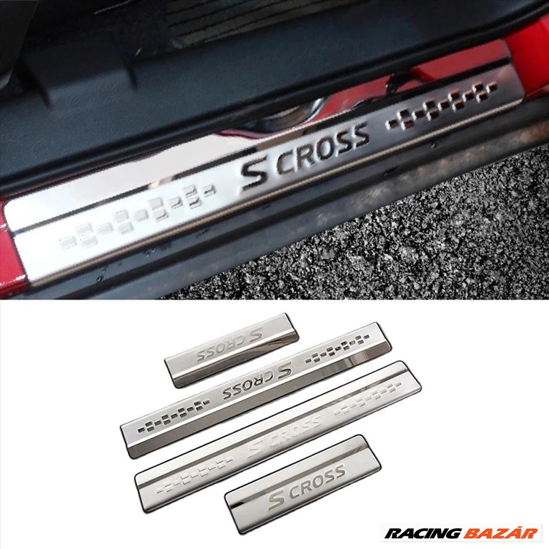 Suzuki S Cross összes modellhez krómozott alumínium 4 részes küszöbvédő garnitúra 1. kép