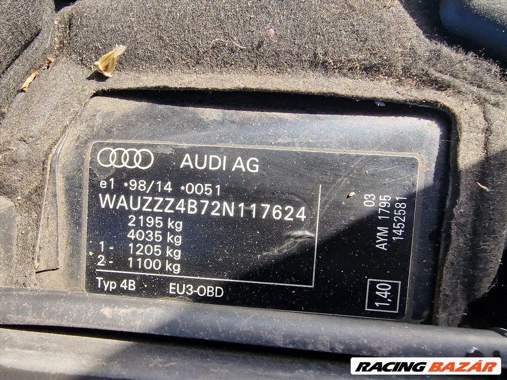 Audi A6 (C5 - 4B) 2.5 TDI quattro AYM MOTORKÓD! 106J ADAGOLÓ KÓD! 3. kép