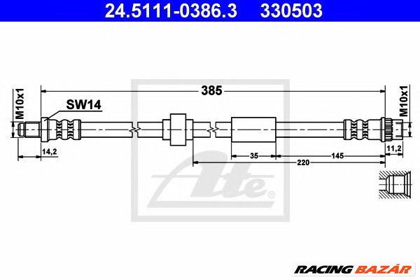 ATE 24.5111-0386.3 - fékcső NISSAN OPEL RENAULT VAUXHALL 1. kép