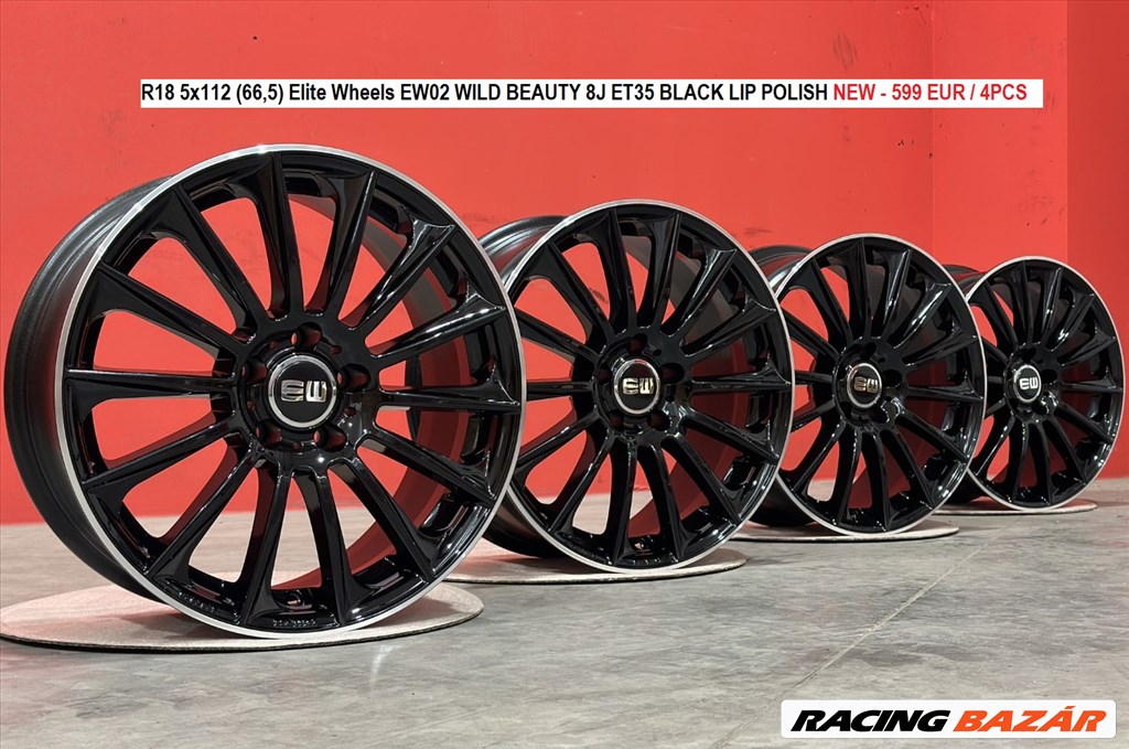 R18 5x112 (66,5) Elite Wheels EW02 WILD BEAUTY 8J ET35 BLACK LIP POLISH új alufelnik 18"  1. kép