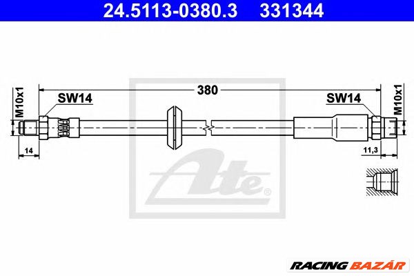 ATE 24.5113-0380.3 - fékcső AUDI 1. kép