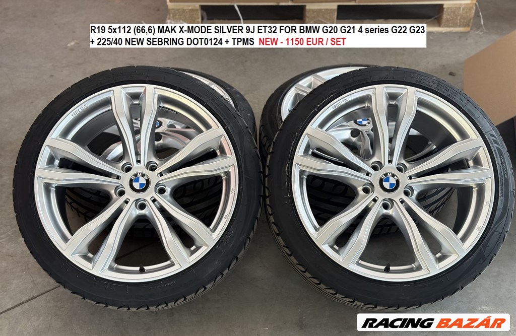 R19 5x112 (66,6) MAK X-MODE SILVER 9J ET32 + 225/40 SUMMER + TPMS  1. kép