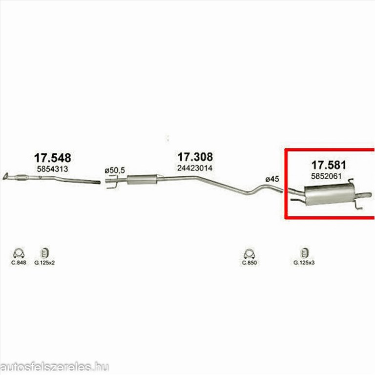 Polmo 17.581 kipufogó hátsó dob 2. kép
