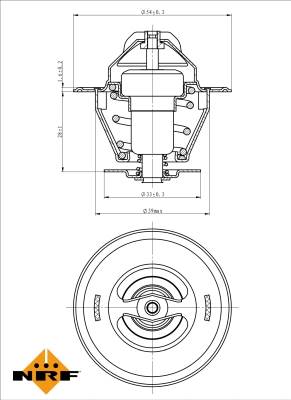 NRF 725036 - termosztát, hűtőfolyadék FORD OPEL VAUXHALL