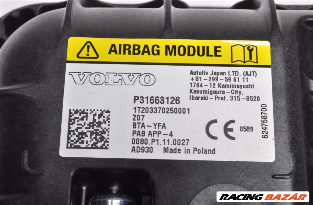 Volvo XC40 utasoldali légzsák 31663126 4. kép