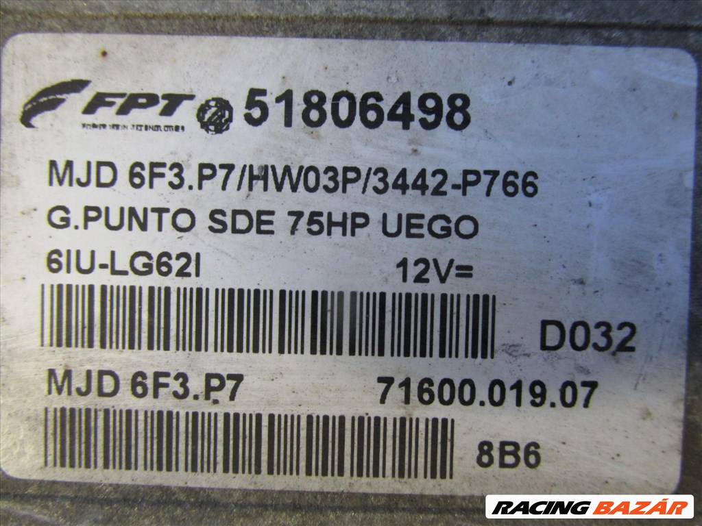 72263 Fiat Grande Punto 1,3 Jtd motorvezérlő 51806498 3. kép