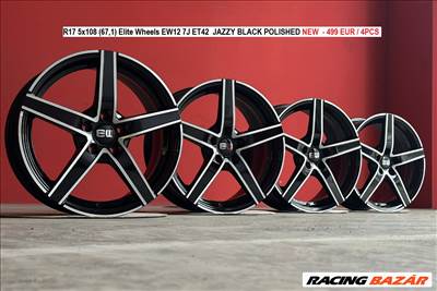 R17 5x108 (67,1) Elite Wheels EW12 7J ET42  JAZZY BLACK POLISHED  új alufelnik 17"