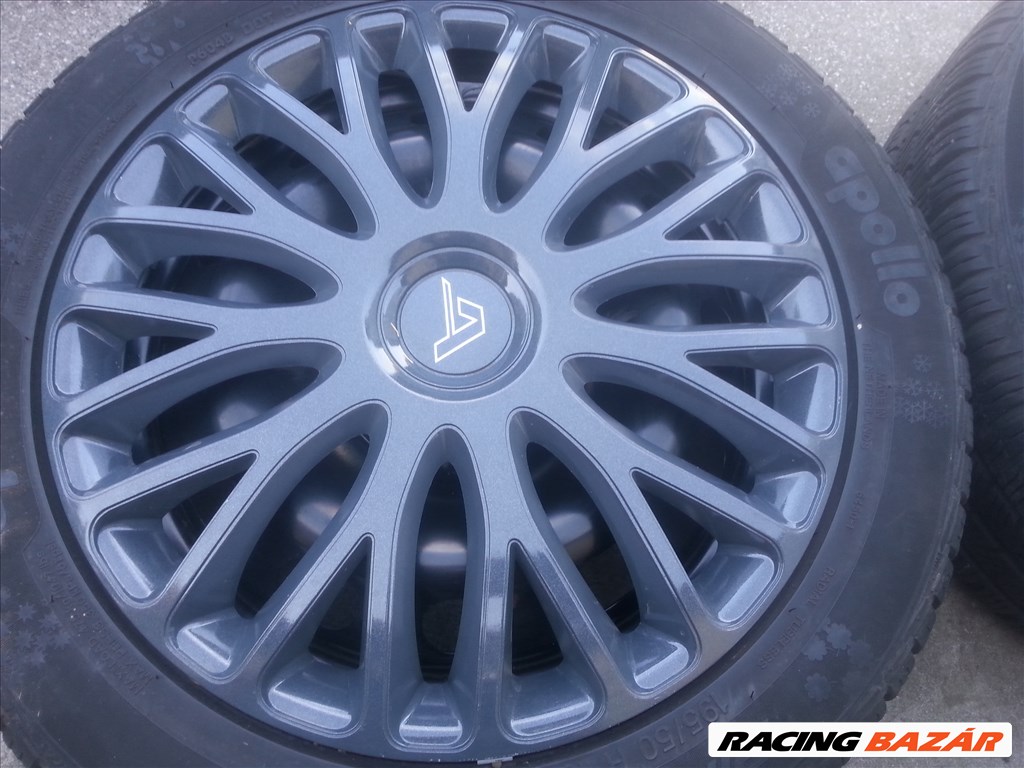 15" Ford Fiesta lemezfelni, rajta 195/50 négyévszakos gumi szenzorral,dísztárcsával 2. kép