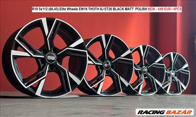 R18 5x112 (66,45) Elite Wheels EW16 THOTH 8J ET26 BLACK MATT  POLISH  új alufelnik 8x18 18" 