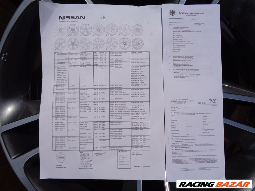 Új Nissan Gyári alufelni 19-es, 5×114.3-as osztó, grafit-polir eredeti dobozában eladó. 10. kép