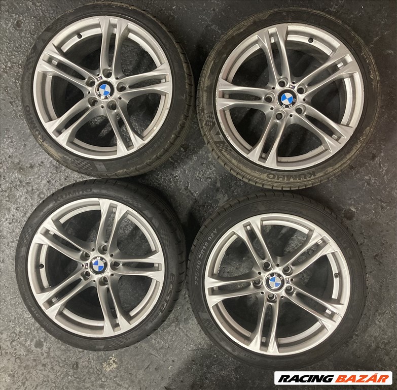  BMW 18" kétszéles használt gyári alufelni, elől 225/40 és hátul 255/35 újszerű Kumho nyári gumi  1. kép