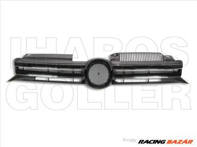 Volkswagen Golf VI 2008.10.01-2012.09.30 Hűtőrács króm díszlécekkel, fényes fekete, nyitott (0V7M)