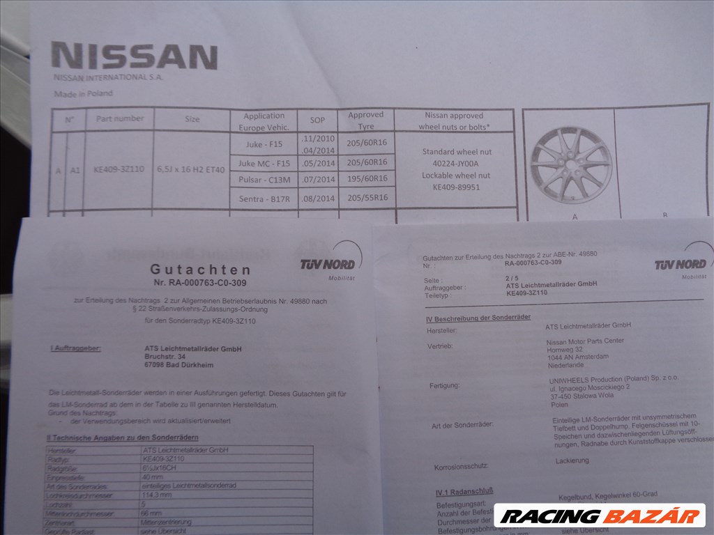 Új Nissan Gyári alufelni 16-os, 5×114.3-as osztó dobozában eladó. 6. kép