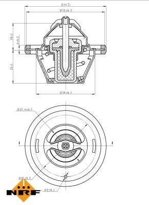 NRF 725064 - termosztát, hűtőfolyadék AUTOBIANCHI CHRYSLER CITROËN DODGE FIAT INNOCENTI JEEP NISSAN 