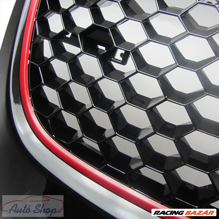 VW Golf V , 5  Jetta GTI hőtőrács  fekete méhsejt háló, Piros körvonal  1K1853653BRO 3. kép