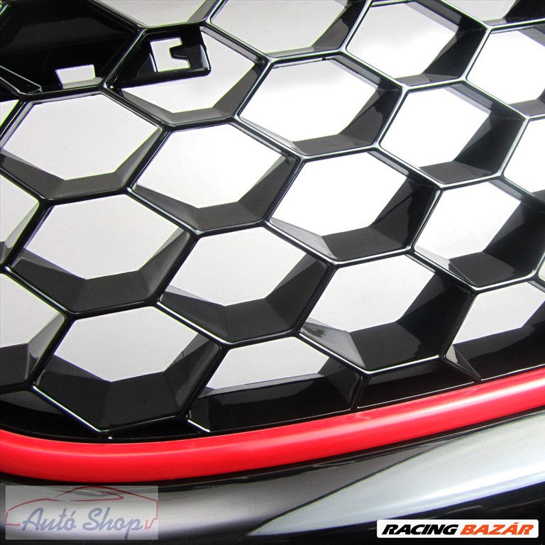 VW Golf V , 5  Jetta GTI hőtőrács jelvény nélkül, fekete méhsejt háló, Piros körvonal  1K1853653BRO 2. kép