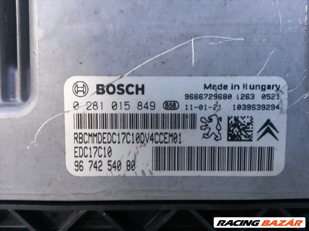 Peugeot 207 HDi FAP 90 motorvezérlő elektronika  0281015849 2. kép