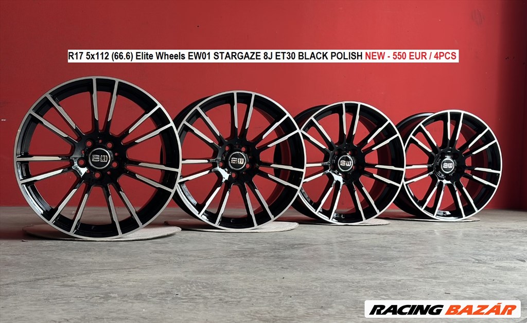 R17 5x112 (66.6) Elite Wheels EW01 STARGAZE 8J ET30 BLACK POLISH új alufelnik / bmw 17" 1. kép