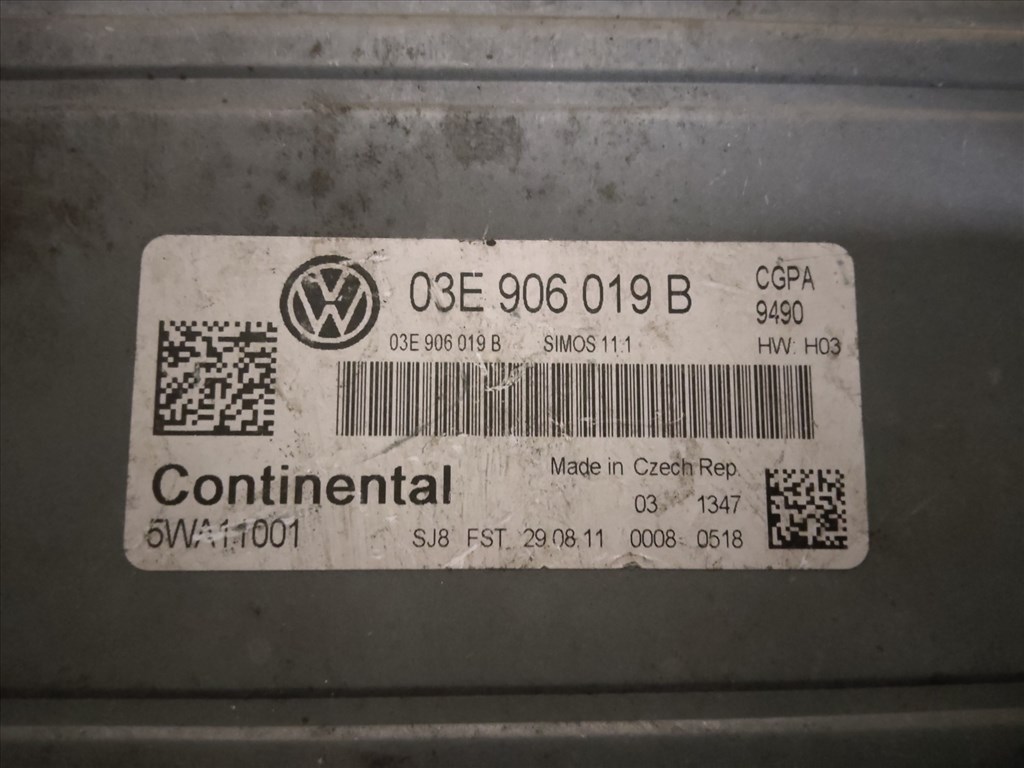 Volkswagen Polo 2009-2014 1,2 16v benzin Motorvezérlő  03E906019B , 5WA11001 3. kép