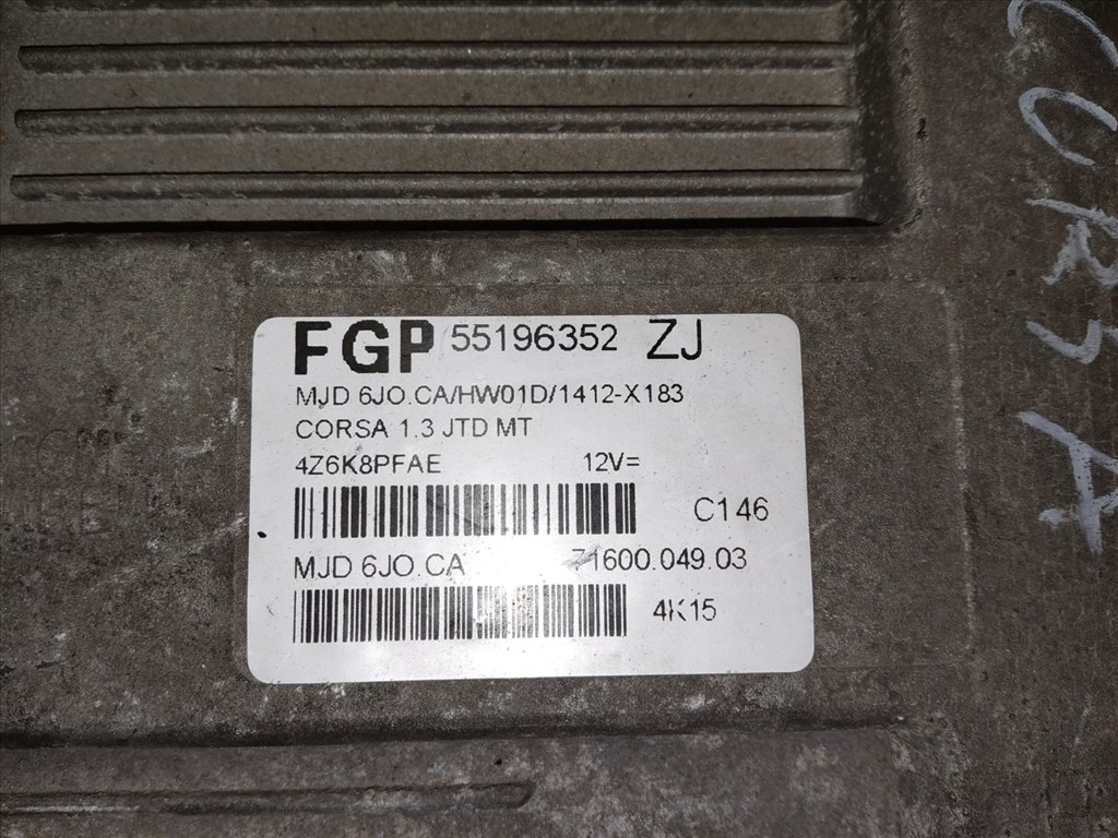 Opel Corsa C 1,3 16v Diesel motorvezérlő 55196352 2. kép