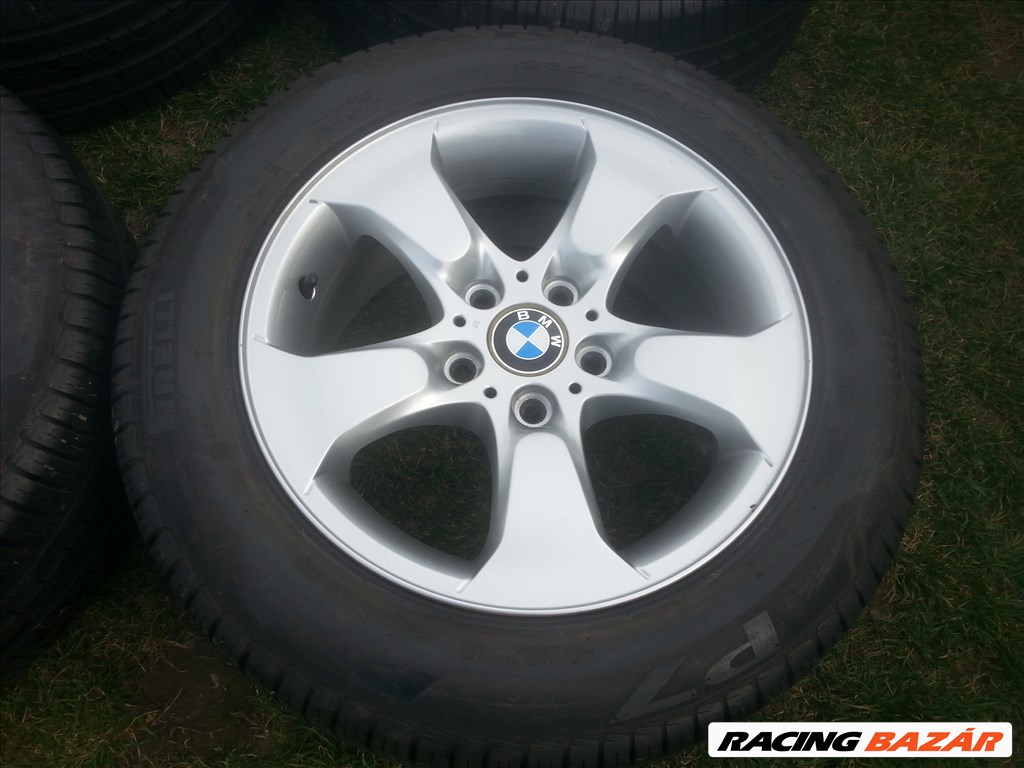 17" gyári BMW X3 alufelni, rajta 235/55 újszerű Pirelli P7 nyári gumi  3. kép